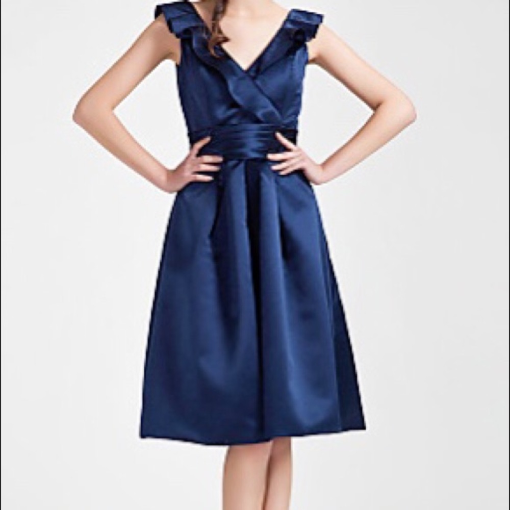 Navy Sheen A-line Cocktail Dress
